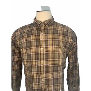 Carhartt Flannel Shirt 2XL Brown Plaid Cotton Outdoor Construction Rugged Men